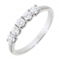 Platinum Five-stone Diamond V-claw Eternity ring