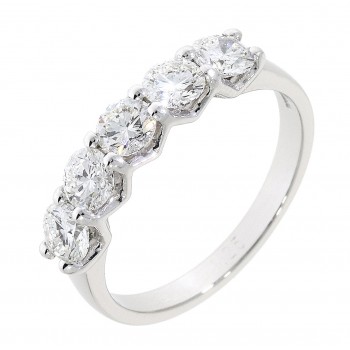Platinum Five-stone Diamond V-claw Eternity ring