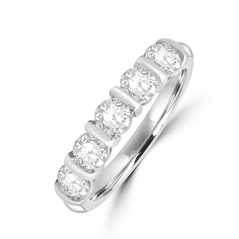 Platinum Five Diamond Bar Set Eternity ring