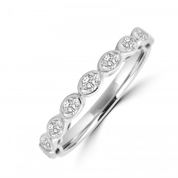 Platinum Oval Diamond Bezel set Eternity ring