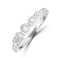 Platinum Emerald cut Bezel Taper eternity ring