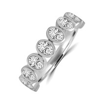 Platinum Nine Oval Diamond Rubover Eterinity ring