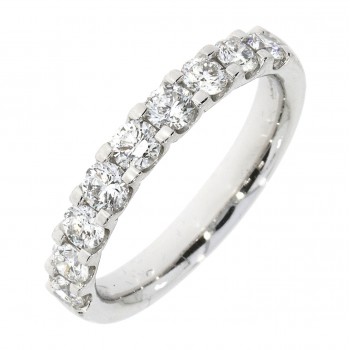 Platinum Nine Diamond Castle set Square Claw eternity ring