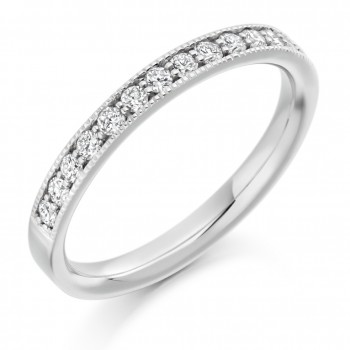 Platinum Diamond Micro Claw Set Channel Wedding Ring