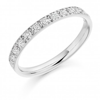 Platinum Diamond Grain Set Channel Wedding Ring