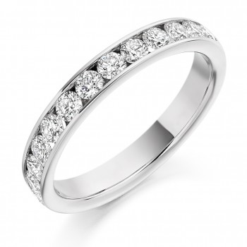 Platinum 13-stone Diamond Channel Set Wedding Ring