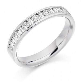 Platinum Baguette & Brilliant cut Diamond Wedding Ring