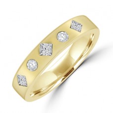 18ct Gold Princess & Brilliant Diamond Wedding ring