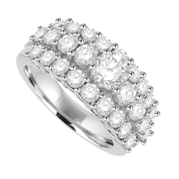 18ct White Gold 27-stone Diamond Three-row Eternity Ring