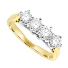 18ct Gold 4-stone Diamond 6-Claw Eternity Ring