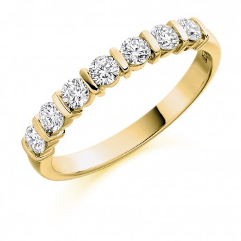 18ct Gold 7-stone Diamond Bar set Eternity Ring