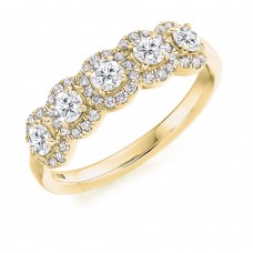 18ct Gold 5-stone Diamond Halo Eternity Ring