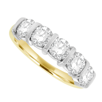 18ct Gold 5-stone 1.70ct Diamond Bar Set Eternity Ring