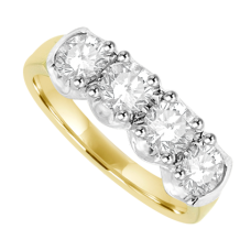 18ct Gold 4-stone 1.23ct Diamond Loopy Claw Set Eternity Ring
