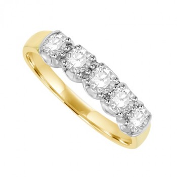 18ct Gold 5-stone .77ct Diamond Loopy Claw Eternity Ring