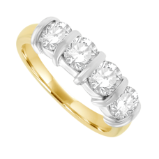 18ct Gold 4-stone Bar set 1.46ct Diamond Eternity Ring