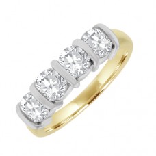 18ct Gold 4-stone 1.50ct Diamond Bar Set Eternity Ring