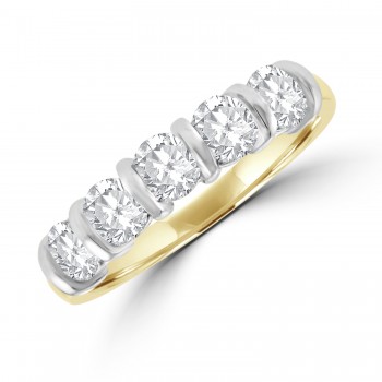 18ct Gold 5-stone 1.00ct Diamond Bar Set Eternity Ring