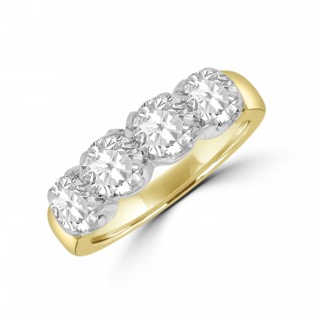 18ct Gold 4-stone 2.02ct Diamond Loopy Claw Eternity Ring