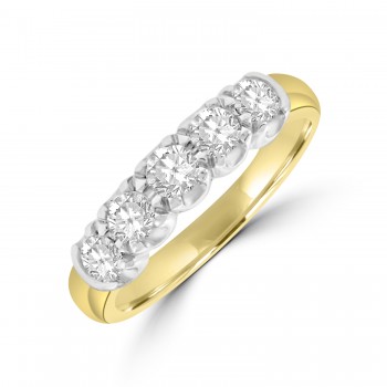 18ct Gold 5-stone .59ct Diamond Loopy Claw Eternity Ring