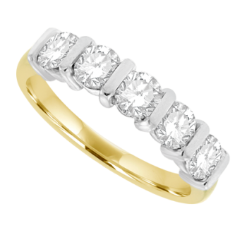 18ct Gold 5-stone 1.25ct Diamond Bar set Eternity Ring