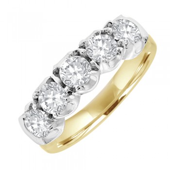 18ct Gold 5 stone Diamond Loop Eternity ring