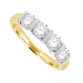 18ct Gold 4-stone 1.00ct Diamond Bar set Eternity ring