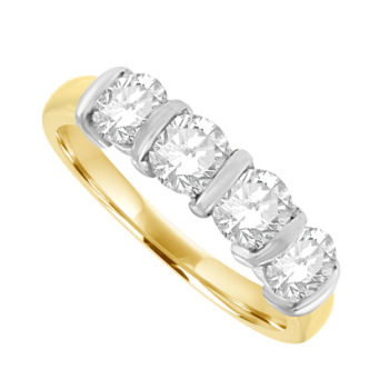 18ct Gold Four-stone .80ct Diamond Bar set Eternity ring