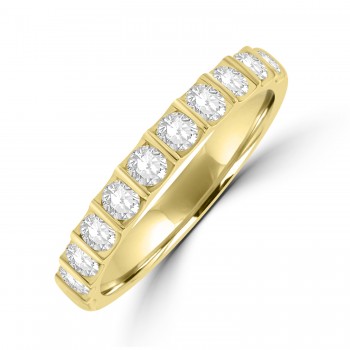 18ct Yellow Gold Diamond Bar Set Eternity Ring.