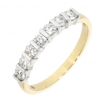 18ct Gold Seven Stone Diamond Bar set Eternity ring