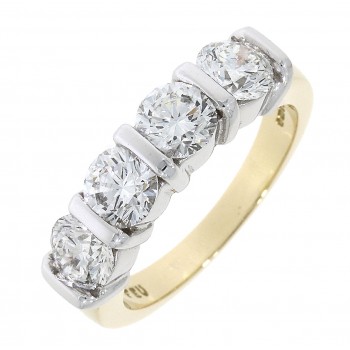 18ct Gold 4 Stone 2.00ct Diamond Bar Eternity ring