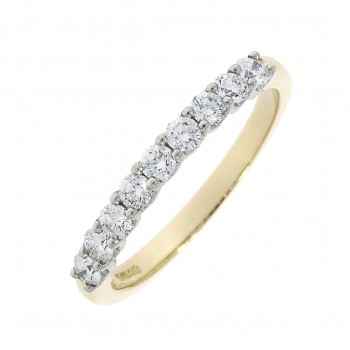 18ct Gold Platinum Nine Diamond V-claw Eternity ring