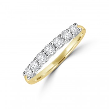 18ct Gold Platinum Seven Diamond V-claw Eternity ring