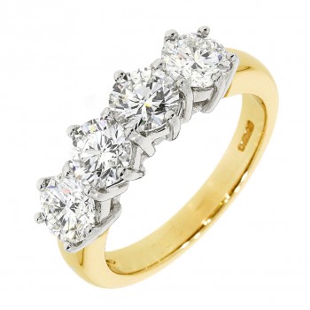 18ct Gold 4-stone Diamond 6-claw Eternity ring