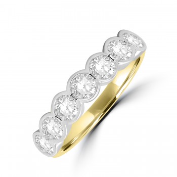 18ct Gold 7-stone Diamond Rubover Eternity ring