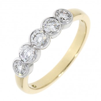 18ct Gold 5-stone Rubover Diamond Eternity ring
