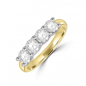 18ct Gold Platinum Four-stone Diamond V-claw Eternity ring
