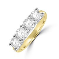 18ct Gold Platinum 4-stone Diamond V-claw Eternity ring