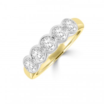 18ct Gold Five stone Diamond Rubover Eternity ring
