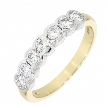 18ct Gold Seven Diamond Rubover Eternity ring