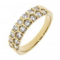 18ct Gold Double Row Diamond Honeycomb Eternity ring