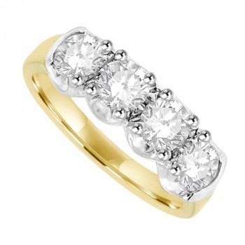 18ct Gold Platinum Four stone Diamond Loopy Claw Eternity ring