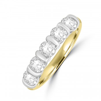 18ct Gold Platinum Five Diamond Bar set Eternity ring