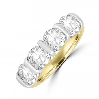 18ct Gold Plainum Four-stone FSi2 Diamond Bar set Eternity ring