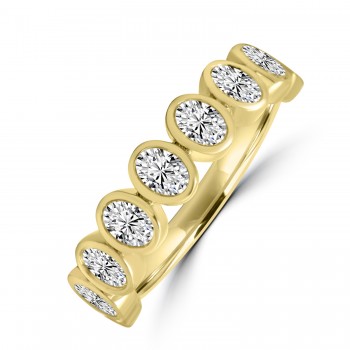 18ct Gold Nine Oval Diamond Rubover Eternity ring