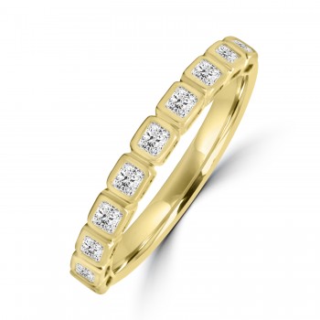 18ct Gold Radiant Diamond Rubover Eternity ring