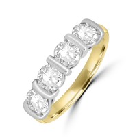 18ct Gold Platinum Four stone FSi1 Diamond Bar set Eternity ring