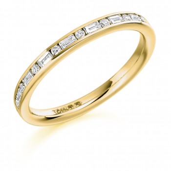 18ct Gold Baguette & Brilliant cut Diamond Wedding Ring