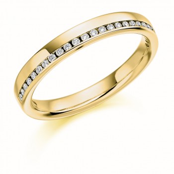 18ct Gold Offset Diamond Channel Wedding Ring