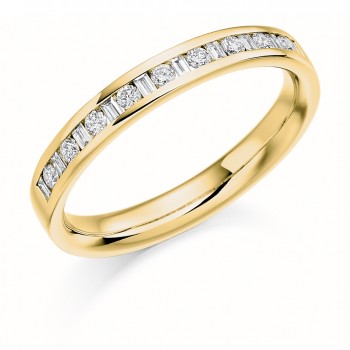 18ct Gold Baguette & Brillant cut Diamond Wedding Ring